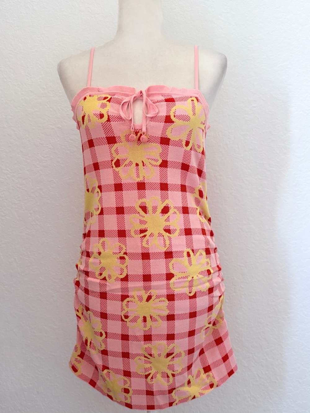 NWT Farm Rio x Anthropologie Knit Cutout Pink Mini Dress Size M - Picture 4 of 9